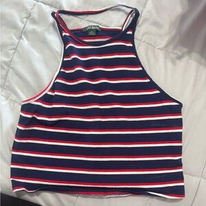 Wild Fable Blue and White Fitted Crop Tank Top